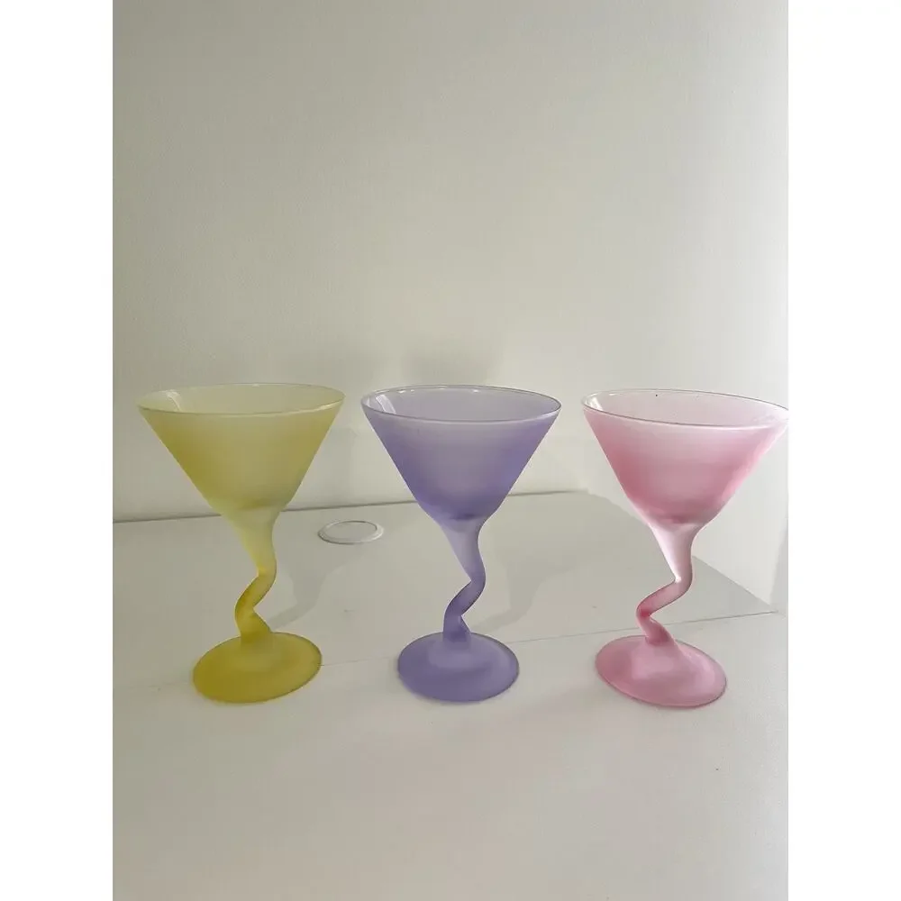 Libbey Watusi Coastal Martini Glass Set Of 6 Mid Century Pastel Retro Stemware - Picture 4 of 8